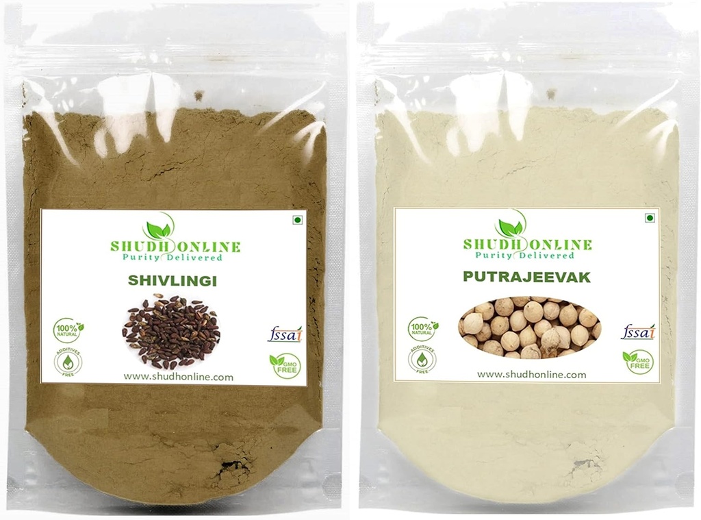 Shudh online Sivalingi e Putrajivak polvere Combo (100 grammi ciascuno), Putrajeevak e Shivlingi Beej polvere, Putrijivak, Putr Jivak, Shivalinga, Shivling