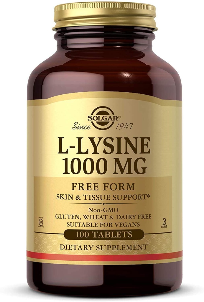 Solgar L-Lysine 1000 mg, 100 compresse - Assorbimento potenziato e Assimilazione - Promuove l'integrità della pelle e delle labbra - Supporto del collagene - Aminoacidi - Non OGM, Vegan, Gluten Free - 100 Servings