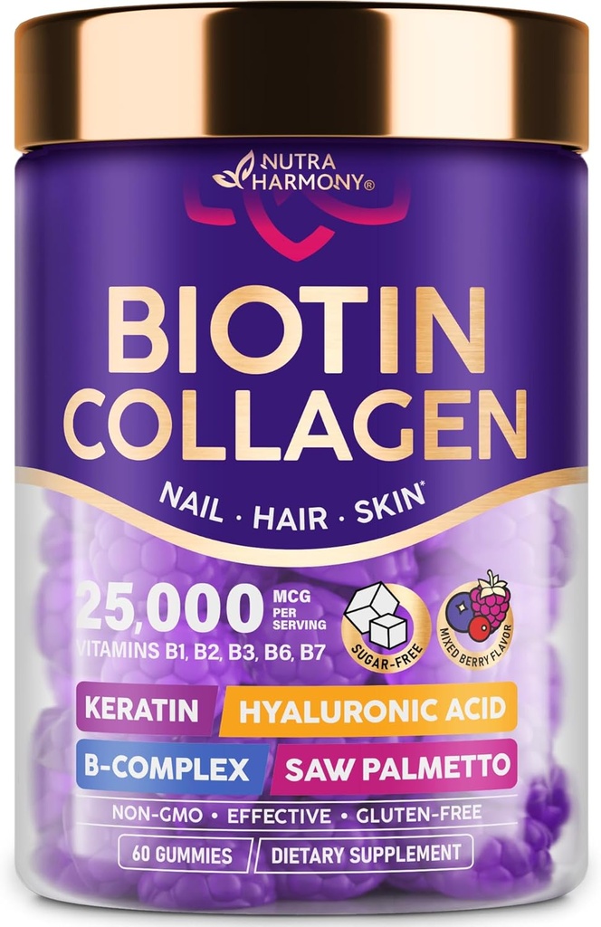 NUTRAHARMONY Biotin Collagen Gummies - 60 Conte