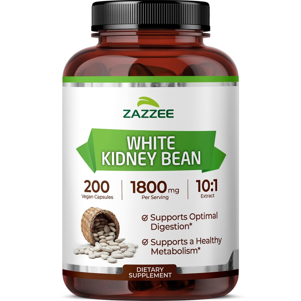 Zazzee White Kidney Bean 10:1 estratto, 1800 mg per porzione, 200 capsule vegane, oltre 2 mesi di fornitura, standardizzato, concentrato 10X estratto, 100% vegetariano, all-Naturale e non-OGM, fatto negli Stati Uniti