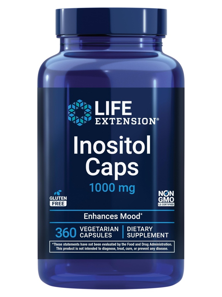 Caps inositolo di Estensione della vita – 1000 mg, Myo-Inositol – Salute del Mood, Benessere, Metabolismo sano, Equilibrio dell'ormone – Senza glutine, Non OGM, Vegetariano – 360 capsule