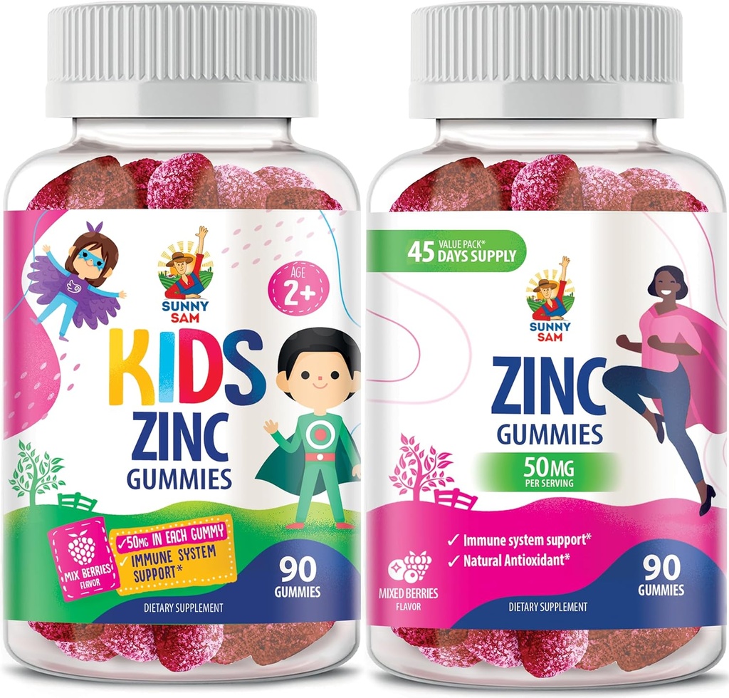 Gummie di zinco per adulti e gommoni di zinco per bambini. Gomma masticabile in zinco per il supporto immunitario - potente integratore naturale antiossidante non OGM per bambini donna adulti