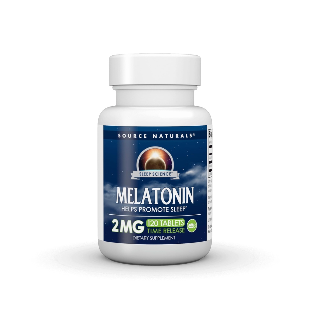 Fonte Naturals Melatonin, aiuta a promuovere il sonno* - 2 mg - 120 compresse di rilascio di tempo