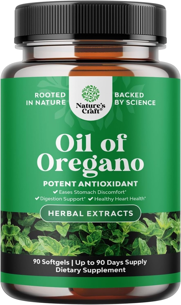 Olio selvatico di Oregano Softgels - Detox delicato per il supporto immunitario - Olio di origano concentrato Softgels con Carvacrol 70% - Facilità Digestione, Gut Balance & Cleanse Body - Integratori di erbe fidati - 90 Ct