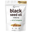Micro Ingredienti Black Seed Oil Softgels, 3.000mg, 240 Count | Formula 2-in-1 con olio di origano, Carvacrol & Thymoquinone | Plant Based, Non OGM
