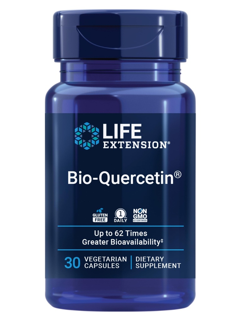 Estensione della vita Bio-Quercetina, Integratore di salute immunitario, Supporto per la salute del cuore, Senza glutine, Non OGM, Vegetariano, 30 capsule