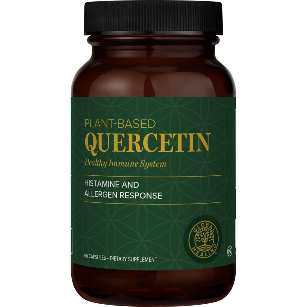 Global Healing Center Quercetin 250 mg Supplemento al sistema immunitario di supporto, include QuerceFIT senza bromelaina e zinco (60 capsule)