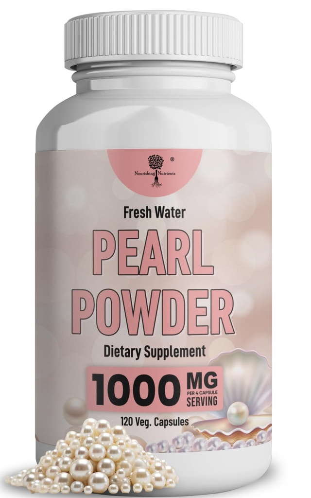 Supplemento perla polvere per la salute della pelle - Anti-invecchiamento, Antiossidante e produzione di collagene - Occhi sani, capelli e chiodi, Supporta l'immunità, l'umore e il sonno - Con calcio e aminoacidi 120 capsule 1000mg