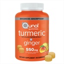 Qunol curcuma e zenzero con pepe nero Gummies, curcumina curcuma curcuma supplemento, pancia del supporto sanitario comune, 90ct Gummies