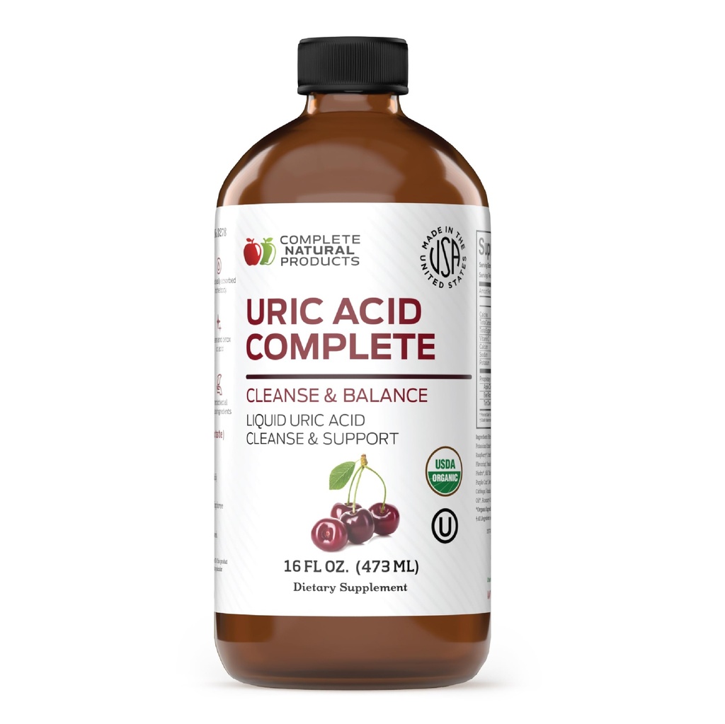 Prodotti naturali completi Acido Urico Completo - 16oz Supplemento liquido per sostenere la pulizia dell'acido urico, la salute del rene e la circolazione con Aceto di sidro di mele, Ciliegia del tart, & Radice della barbabietola.