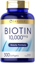 Carlyle Biotin 10000mcg | 300 Softgels | Forza massima per capelli, pelle e chiodi | Non-GMO, Integratore senza glutine