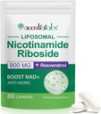 Nicotinamide Riboside 900,Liposomal Resveratrolo,Liposomal Nicotinamide Riboside, Supplemento resveratrolo, Supplemento resveratrolo per le donne uomini(1Pack/80 capsule)
