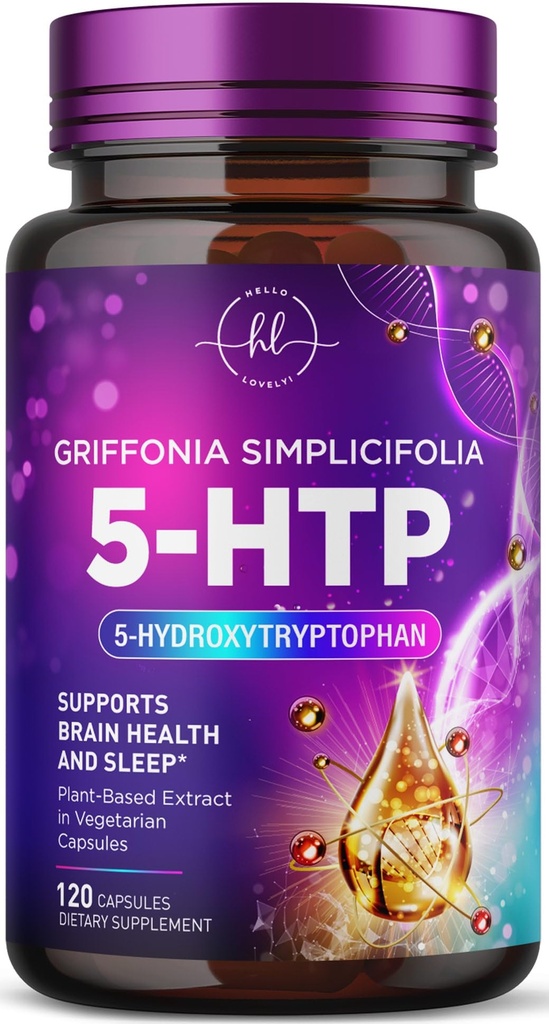 5-HTP Supplemento - 200mg per Serving - Extra Forza 5HTP da Griffonia Simplicifolia - Supporta sonno riposante, naturale calma & salute del cervello - 5 Hydroxytryptophan - Bottigliato negli Stati Uniti - 120 Capsule