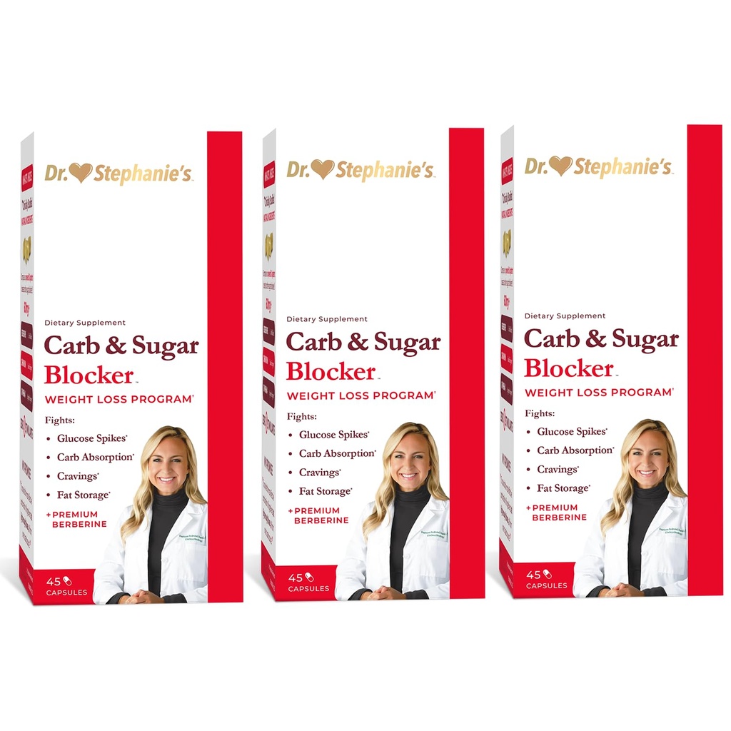 Dr. Stephanie's Mealtime Carb & Sugar Blocker - Ridurre Carbi Digeriti, Zuccheri, & Calorie, Stimolant-Free (3 Pack)