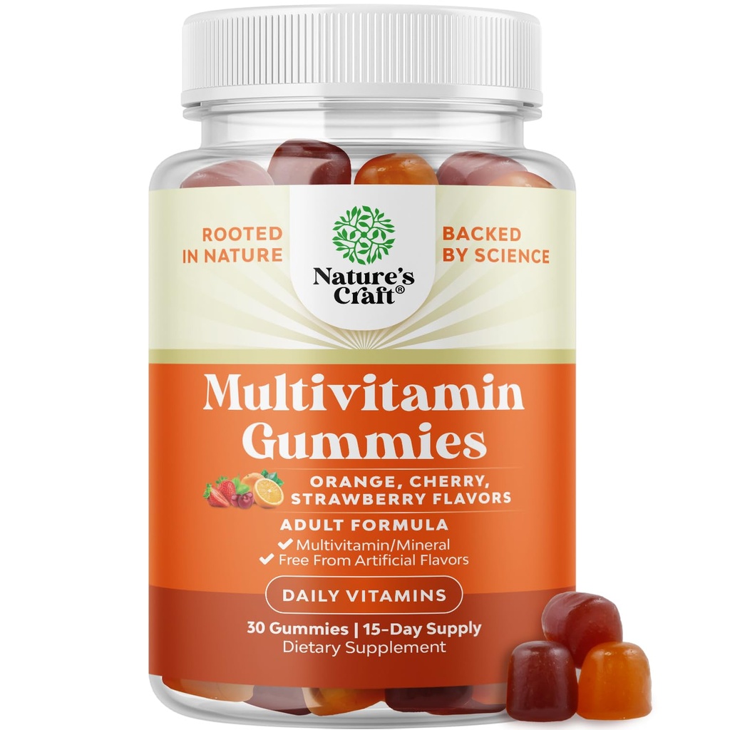 Gummie Multivitaminiche Giornaliere Potenti per Adulti - Miscela Benessere di Vitamina D A C E B12 Zinco e Biotina - Gomma di Vitamina Adulta per Energia e Immunità - Non OGM Gluten Free e Halal Gummies 30 Conte