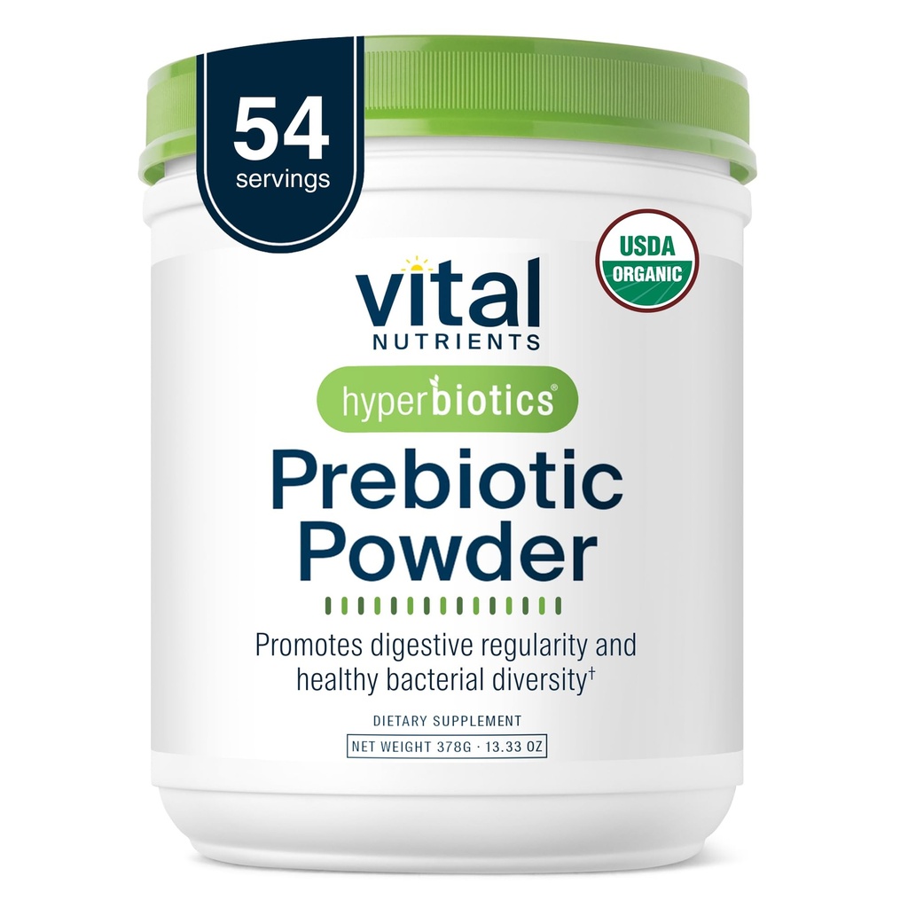 Iperbiotici Vital Nutrients Organic Prebiotic Fiber Powder | Supporta la salute del fegato e la regolarità digestiva | Supplemento di fibra solubile per le donne e gli uomini | Vegan Organic Fiber Powder | 54 Serve