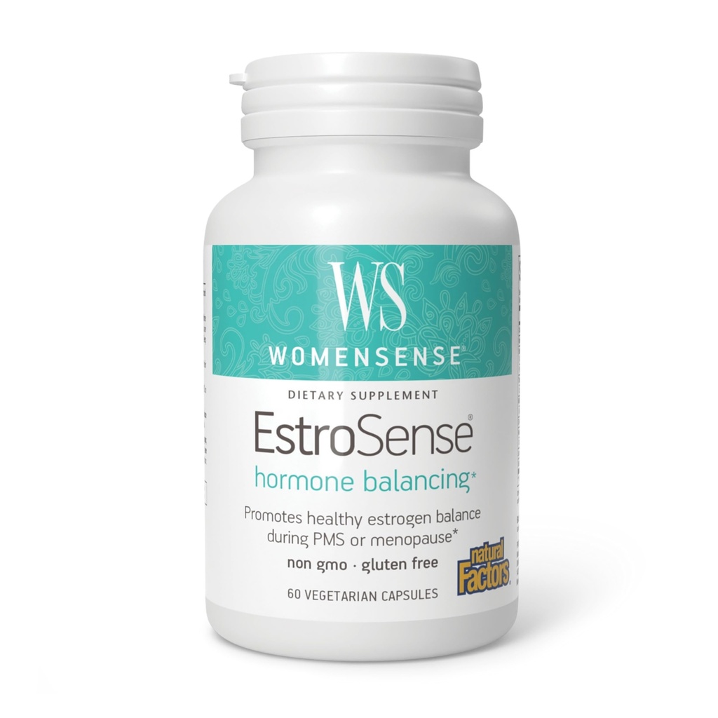 DonnaSense EstroSense da Fattori Naturali, Supplemento naturale per sostenere l'estrogeno e l'equilibrio ormonale durante le PMS o Menopausa, Vegan, Non OGM, 60 capsule