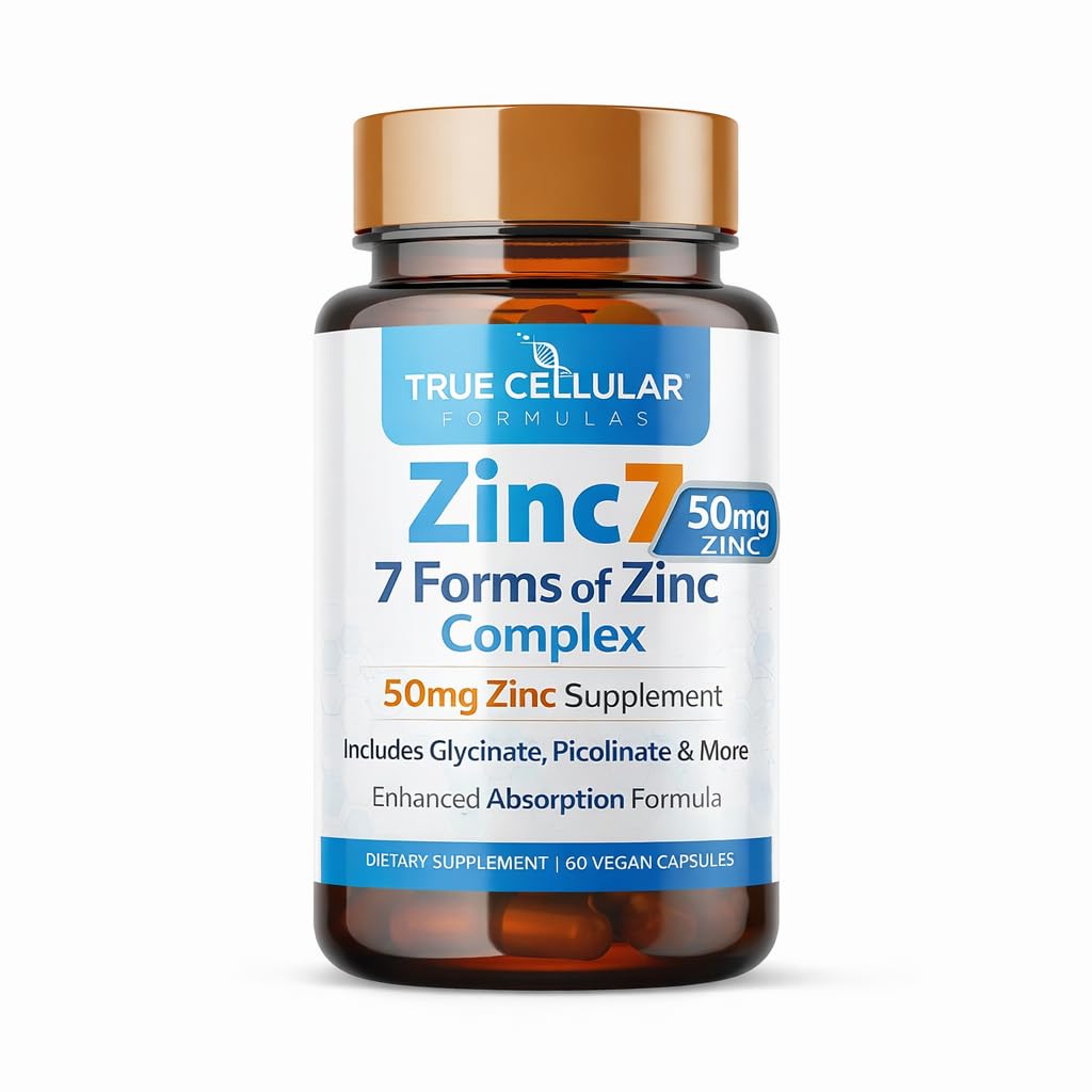 Zinc7: 7-in-1 Zinc Complex 50mg - Assorbimento massimo per la difesa immunitaria, sonno profondo & All-Day Energy | Equilibrio dell'ormone, messa a fuoco mentale e supporto al metabolismo | 60 capsule vegan