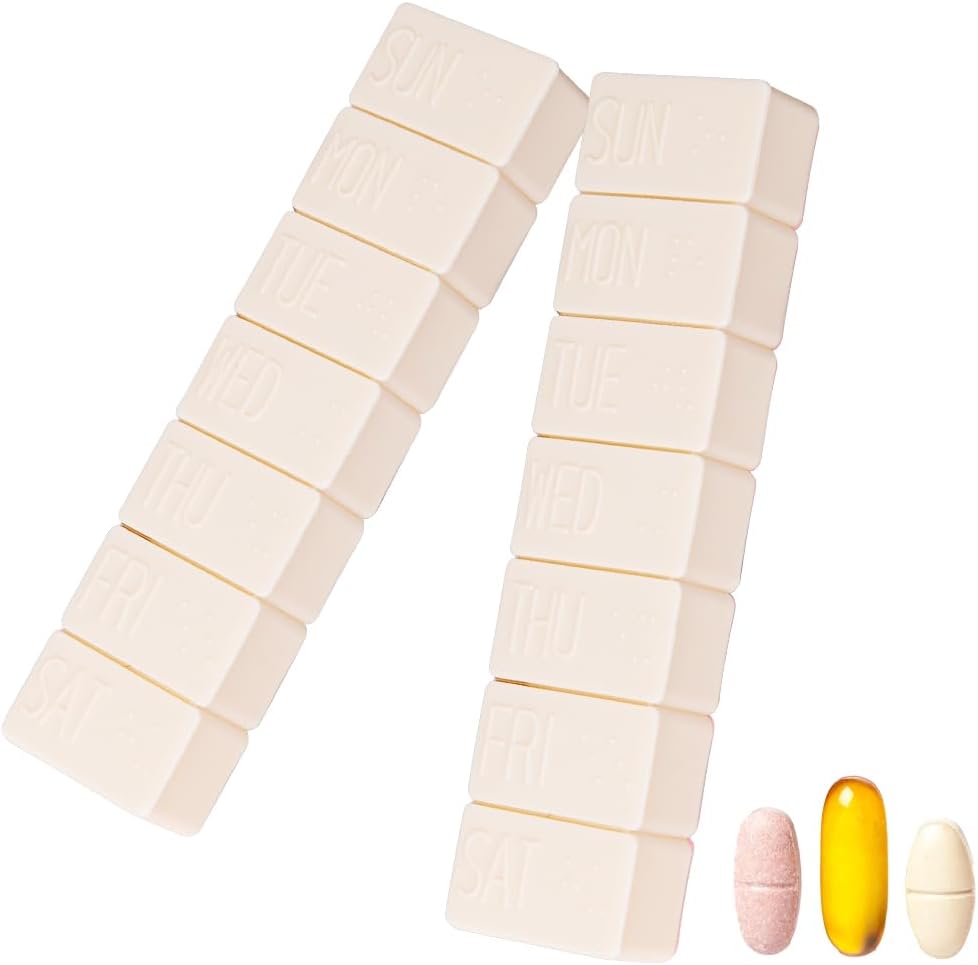 Organizzatore di pillole settimanali 2Pack,Extra Large 7 giorni Pill Cases Travel scatola di pillole giornaliera per olio di pesce, compresse di calcio Supplementi e altre pillole di vitamina