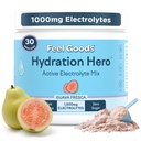Feel Goods Hydration Hero, 1000mg Electrolytes Powder, Sugar Free, Magnesium, Organic Aloe Vera, Organic Aloe, L Theanine, Vitamina C & B12, Non OGM, Keto, Vegan | Guava Fresca, 30 Servings