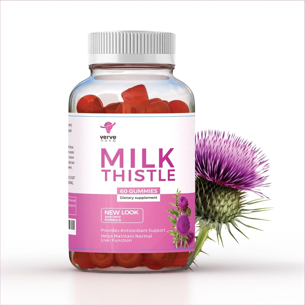 Integratore di cardo al latte Gummies – Supporto per la salute del fegato, Antiossidante di erbe, Senza zucchero, Vegan, 60 conte
