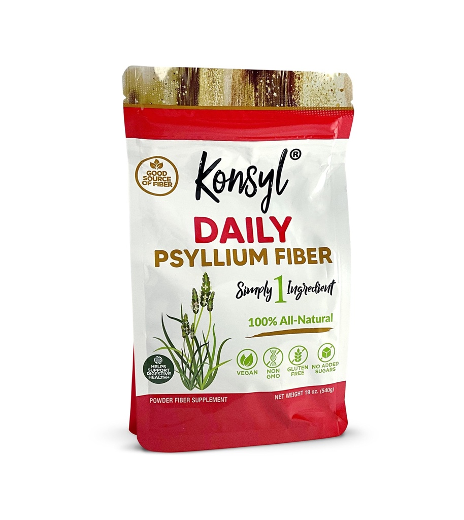 Polvere giornaliera di fibra di psillio di Konsyllium | 100% All-Natural Psyllium Husk per la salute Gut & Digestive | No Sugar, No Fillers 90 Servings (540g)