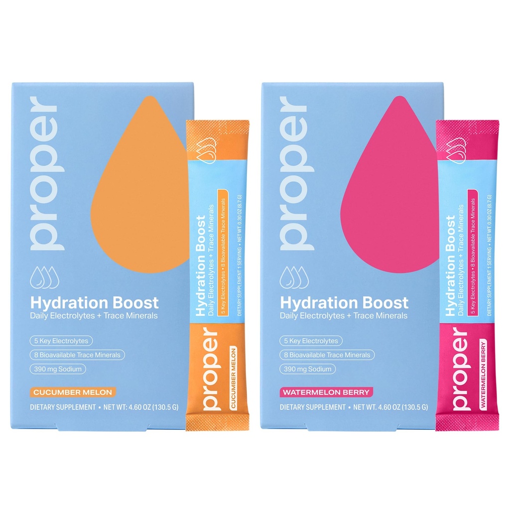 Proper Hydration Sticks – Electrolyte Powder Drink Mix Packets with Trace Minerals for Rapid Hydration + Naturally Flavored – Nessun dolcificante artificiale Watermelon Berry