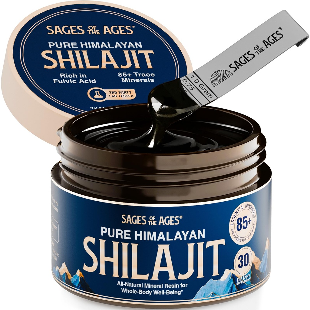 Pure Himalayan Shilajit Resina – 500 mg Max Strength Organic Fulvic Acid Complex per gli uomini e le donne – Lab testato con 85+ Trace Minerals – Energia, Stamina & Mental Performance – 30 g Jar