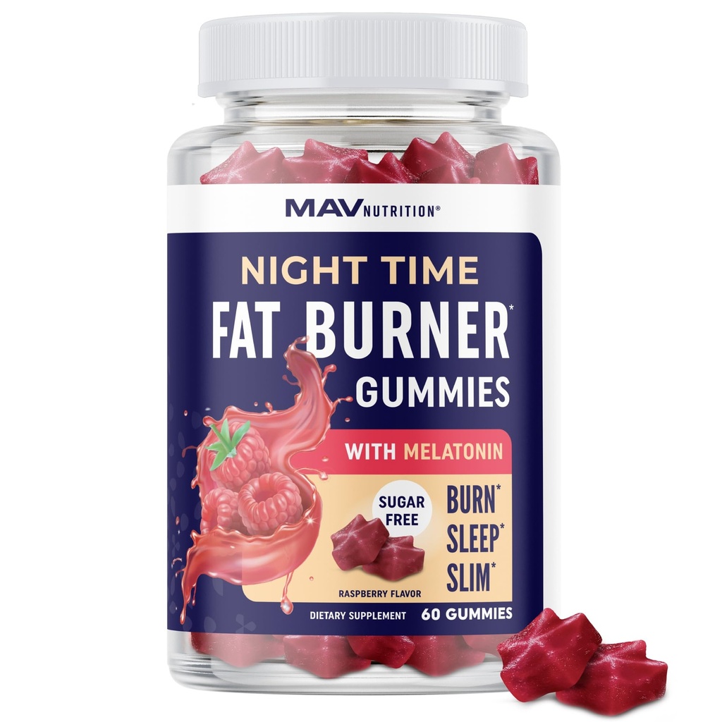Bruciatore grasso di notte Gummies con la melatonina per il sonno e il sostegno di perdita di peso | Suppressant di fame & Metabolismo Booster, grasso di pancia tritato mentre dormi | supplemento dieta per le donne & uomini | 60 Ct