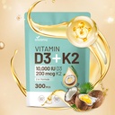 VivoNu Vitamina D3 K2 10000 IU con MK7-300 Virgin Coconut Oil Softgels, 2 in 1 Vitamine D & K Complex | Vitamina D3 con K2 ((1Bag)