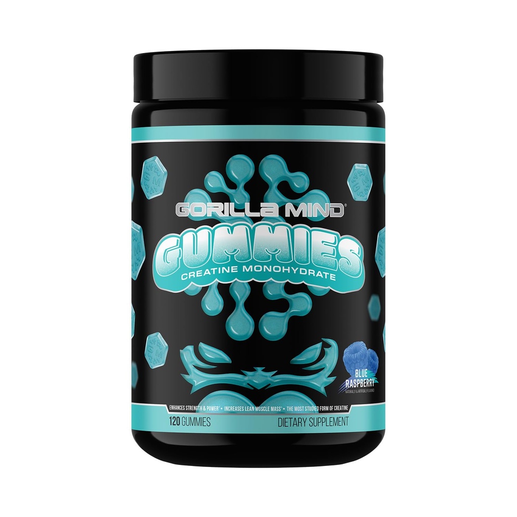 Gorilla Mind Creatine Gummies - HPLC di terze parti testato | 5g Creapure® Monohydrate | Potency & Purity verificato · Potenza · Magra Muscolo | No Aggiunto Sugar | Blue Raspberry Flavor