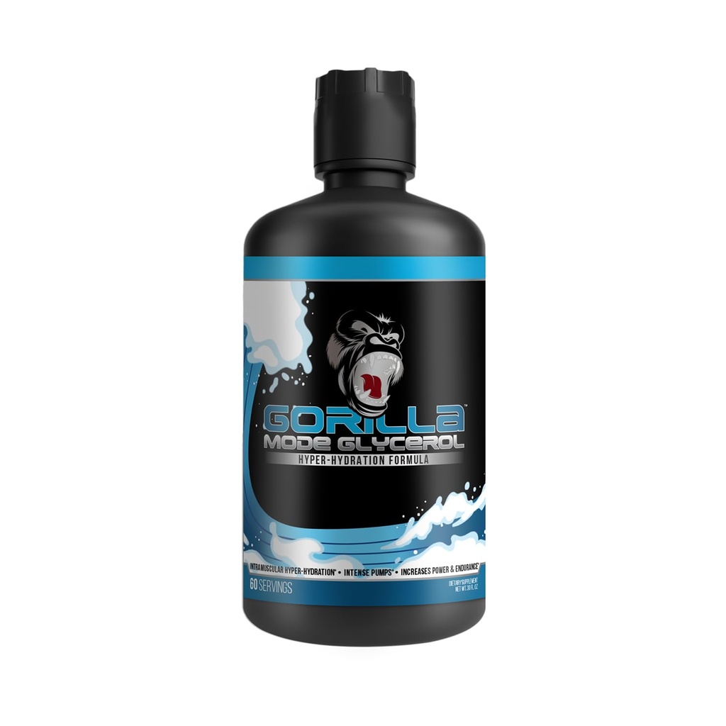 Gorilla Mode Liquid Glycerol Pre-Workout - Formula di pre-allenamento idratante per pompe intenzionali · Iperidratazione intramuscolare · Potenza aumentata & Endurance / 33 FL OZ (senza aroma)