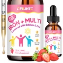 Supplemento di ferro liquido per bambini, donne e uomini - con calcio, zinco, bambini multivitaminico con gocce di ferro - supporto immunitario, sangue Costruttore & supporto energetico per la carenza di ferro, anemia, vegan 2 Fl Oz