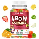 Cummie per bambini, Multivitaminici per bambini con ferro - Vitamina B Complex, C, D3, Calcio, Folate, Zinco, FOS per il sangue Costruttore & Energy Support, Deficienza di ferro, Vegan, Frutta mista, 60 ct
