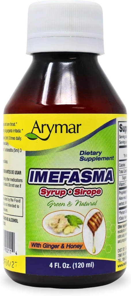 Arymar Imefasma con Ginger & Honey Cough Syrup (4 oz) - Rilievo delicato con ingredienti naturali