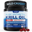 Antartico Krill olio 1200 mg Omega 3 Supplemento, Omega 3 Krill olio Softgels w/EPA, DHA, Astaxanthin & Phospholipids per cervello e antiossidante, Sostenibilmente Fonte, Senza Pesce Aftertaste, 120 Softgels