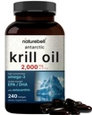 NatureBell Antarctic Krill Oil 2000mg Supplemento, 240 Softgels, 3X Forza Fonte naturale di Omega-3, EPA 240mg + DHA 160mg + Astaxanthin 800mcg – No Fishy Aftertaste – Mercury Free & Non OGM