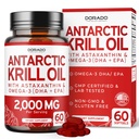 Antartico Krill Oil Supplement (2000mg Per Serving, 60 Softgels) Krill Oil Omega 3 Integratori con EPA, DHA & Astaxanthin - Phospholipid Premium per Adulti - Terze Parti Testate, Non OGM & USA Made