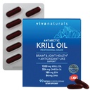 Viva Naturals Antarctic Krill Oil, 1200 mg – Omega-3 DHA & EPA con Astaxantina per la salute comune, No Fish Burp, 90 Softgels