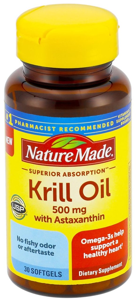 Natura fatta, Assorbimento Superiore Krill olio 500mg con Omega 3 Softgels, 30 Conte