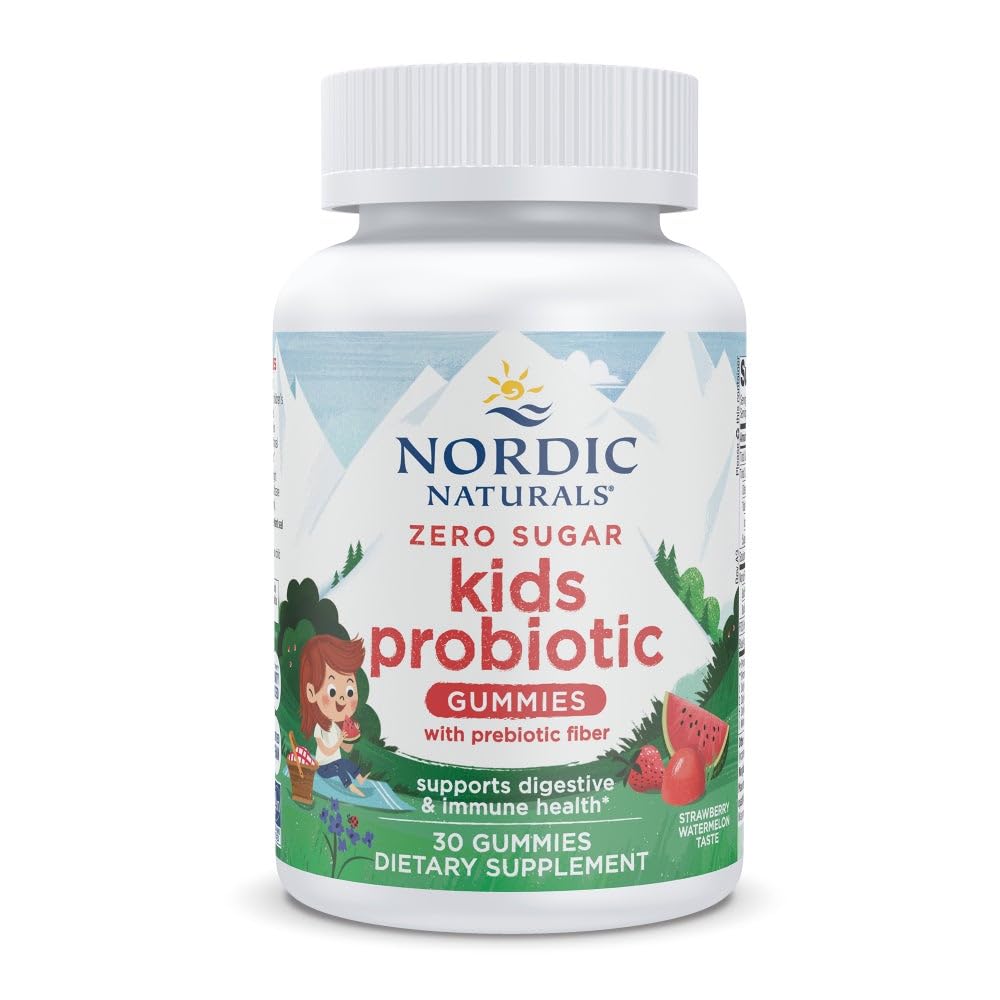Nordic Naturals Zero Sugar Kids Probiotic Gummies - Fragola Anguria Flavor - 30 Gummies - Supporta il benessere digestivo e la salute immunitaria - Non-GMO - Terze Parti Testate - Vegan - 30 Serve
