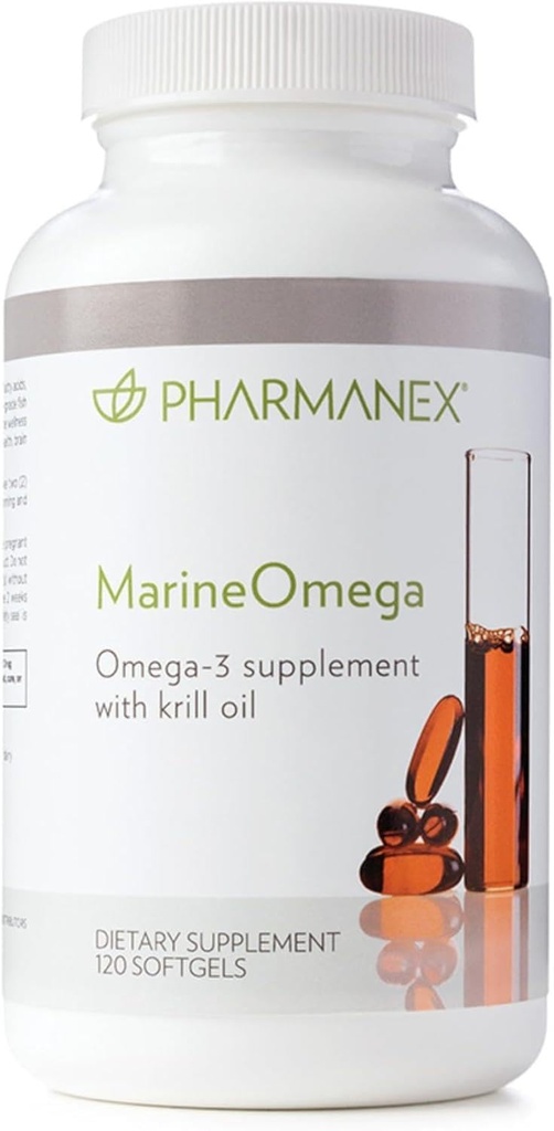 Pharmanex Marine Omega, Omega-3 Grassty Acids & Krill olio supplemento, 1200mg DHA & EPA per porzione, 120 Softgels, Supporta il cuore, cervello, Joint, & Salute complessiva