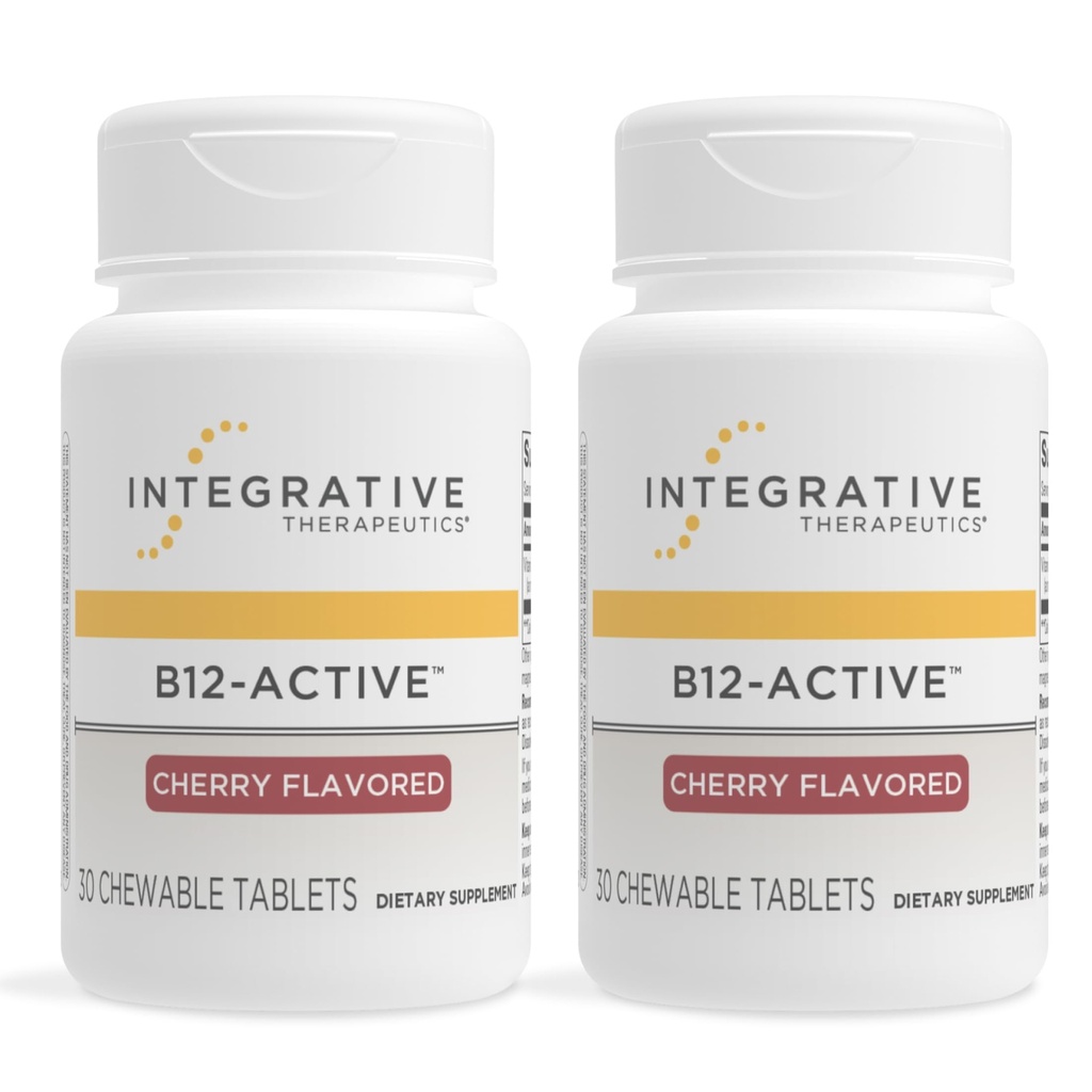 Terapeutica Integrativa B-12 Attivo, Vitamina B12, Supporta la funzione Nerve*, Ciliegia aromatizzata, 30 compresse masticabili - 2 Pack