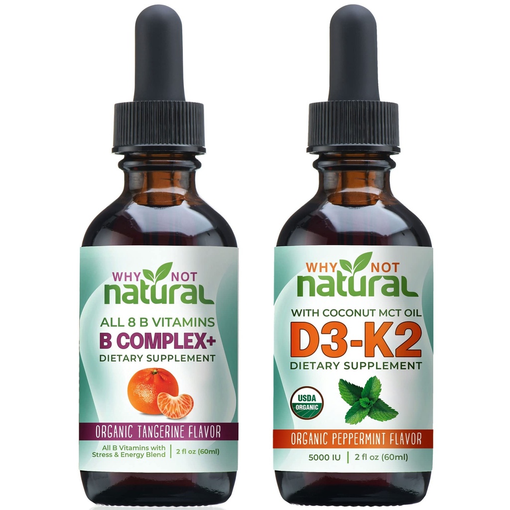 Perché non naturale vitamina B complesso e biologica vitamina D3K2 gocce liquide