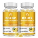 M inch Vitamina D3 K2 Gummies, Vitamina D3 10000IU, K2 (MK-7) 200mcg, 6-in-1 Vitamina D3 con K2 Supplemento con Omega-3 per le donne e gli uomini - Bones, Teeth & Immune Support, Sugar Free, 2 Pack