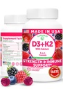 Lunakai USA ha fatto la vitamina D3 K2 Gummies con il calcio – supplemento vegano 3 in-1 per il sostegno Bone & Immune per le donne, uomini e bambini, 60ct