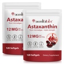 Integratori di astaxantina 12mg - 120 Softgels | Antiossidante Naturale Premium da Microalgae | Occhio, Pelle, Cervello, Giunto, Cuore e Assistenza Sanitaria Immune | Non OGM, Senza Glutine