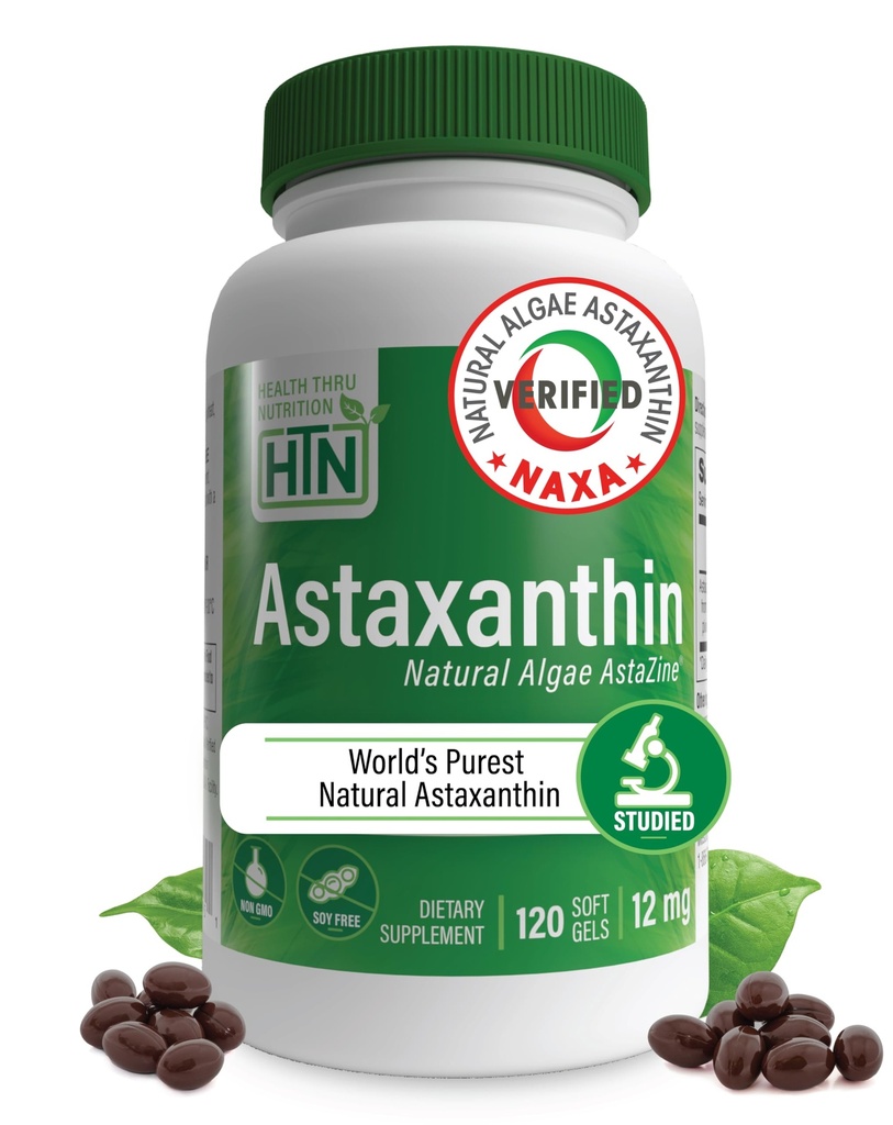 Alimentazione Astaxantina Triple Strength 12mg Supplement 120 Softgels | AstaZine from Algae Organically Grown in Pristine Himalayan Water | Skin and Vision Support