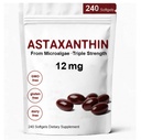 Astaxantina 12mg, Integratori Antiossidanti Premium Astaxantina con Attività Antiossidante, Supporta Occhio, Immune, Salute Della Pelle, Circolazione Interna-240 Softgels