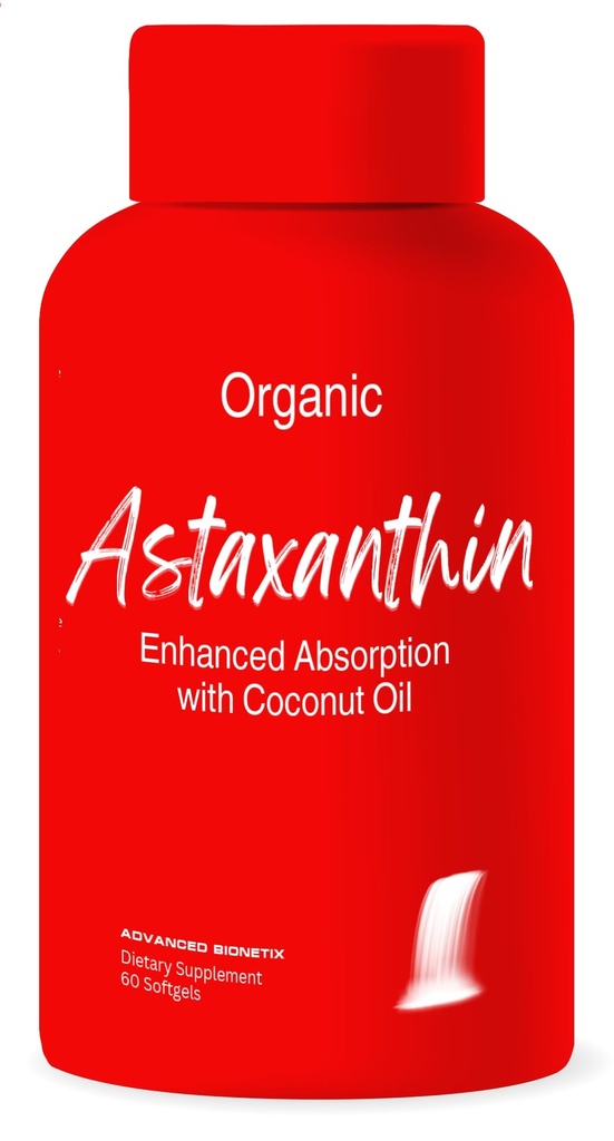 Advanced Bionetix Triple Strength AstaQuilTM Astaxanthin 12mg High Bioavailability Formula, 60 Softgels Organic Coconut Oil per l'assorbimento migliorato. Antiossidante potente per la salute dell'occhio, del giunto e del cuore